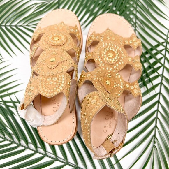 Cecelia New York Sand Bubbly Gladiator Studded Flat Sandals Size 6.5 NWB - Picture 6 of 11